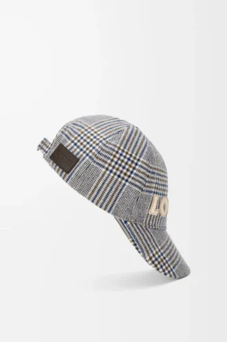 Cappellino in lana blu/bianco