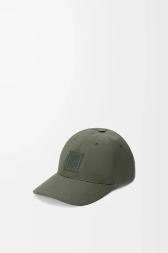 Cappellino patch in tela verde kaki
