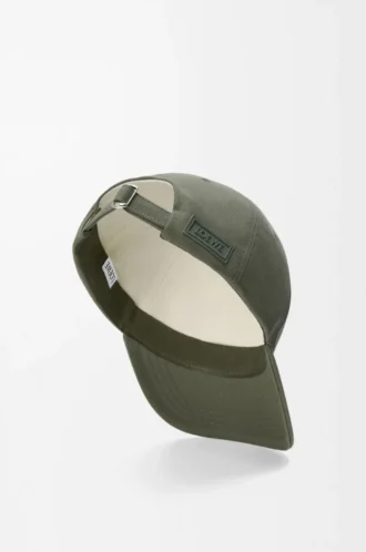 Cappellino patch in tela verde kaki