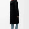 Cappotto con cappuccio in lana e cashmere nero/verde