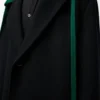 Cappotto con cappuccio in lana e cashmere nero/verde