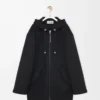 Cappotto con cappuccio in lana Nero
