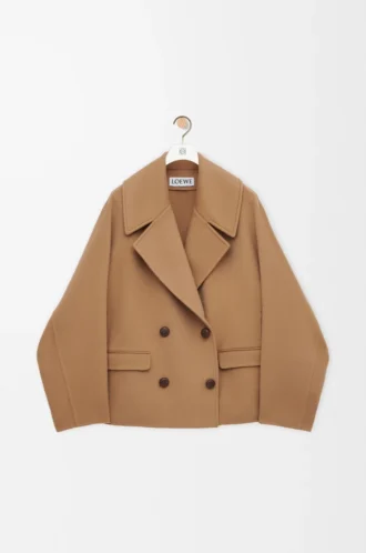 Cappotto corto in lana color cammello