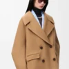 Cappotto corto in lana color cammello