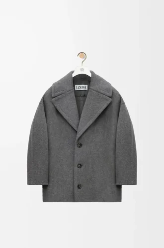 Cappotto corto in lana grigio melange
