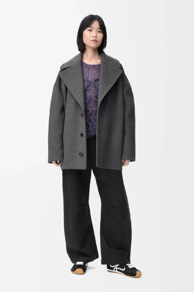 Cappotto corto in lana grigio melange Cappotto corto in lana grigio melange