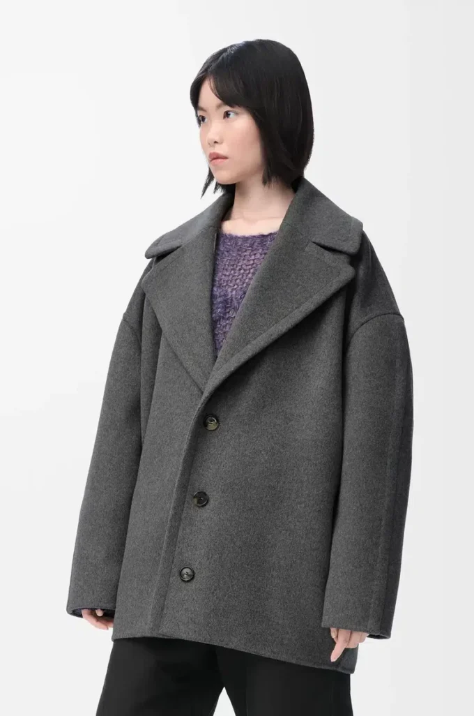 Cappotto corto in lana grigio melange Cappotto corto in lana grigio melange