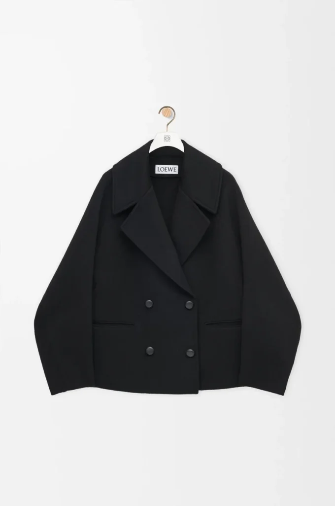 Cappotto corto in lana Nero