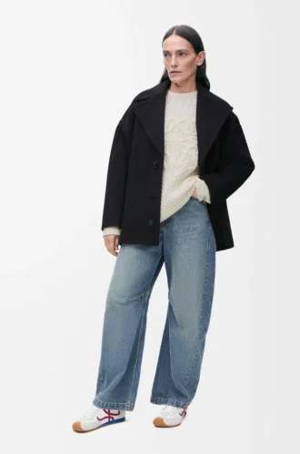 Cappotto corto in lana Nero