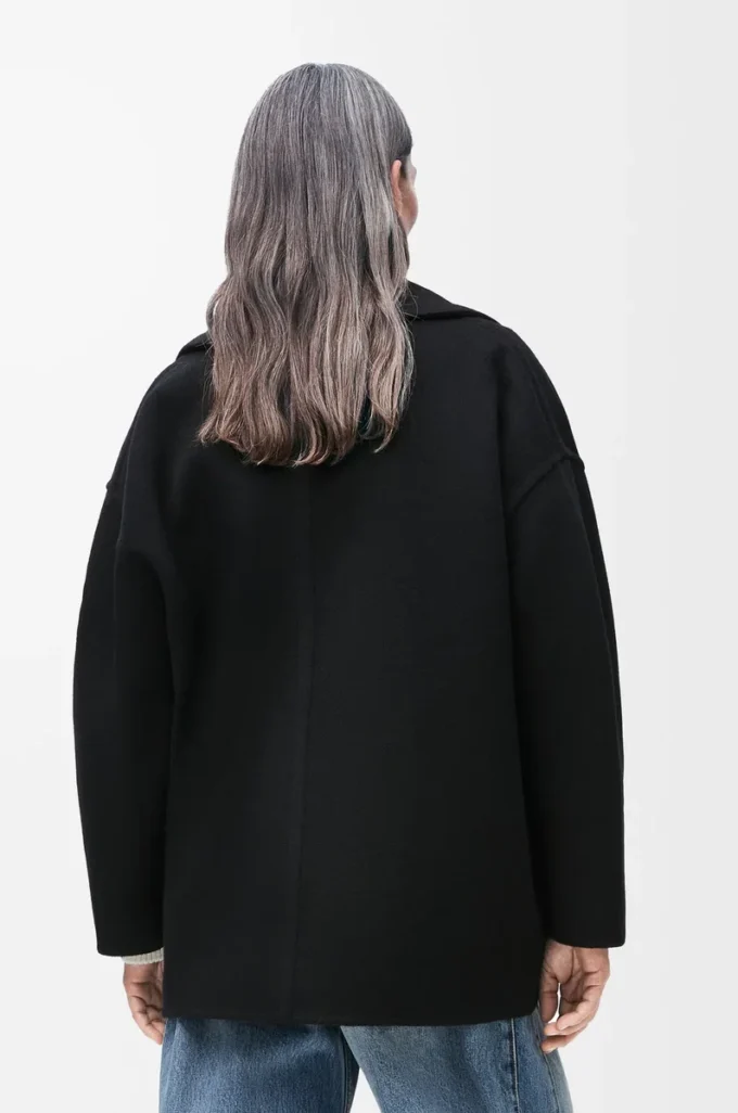Cappotto corto in lana Nero
