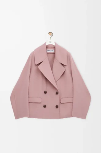 Cappotto corto in lana rosa