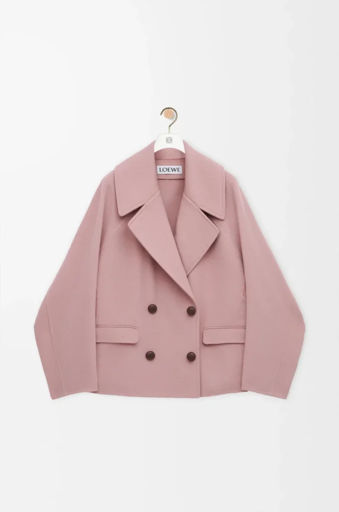 Cappotto corto in lana rosa