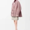 Cappotto corto in lana rosa