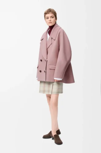 Cappotto corto in lana rosa