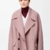 Cappotto corto in lana rosa