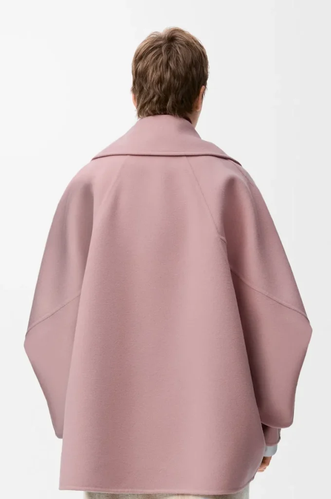 Cappotto corto in lana rosa