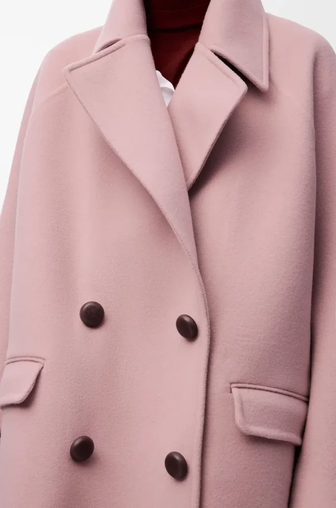 Cappotto corto in lana rosa