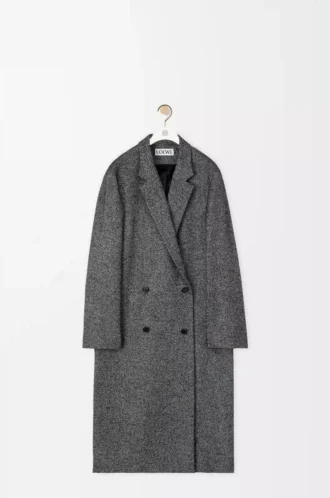 Cappotto doppiopetto in misto lana Nero/Bianco