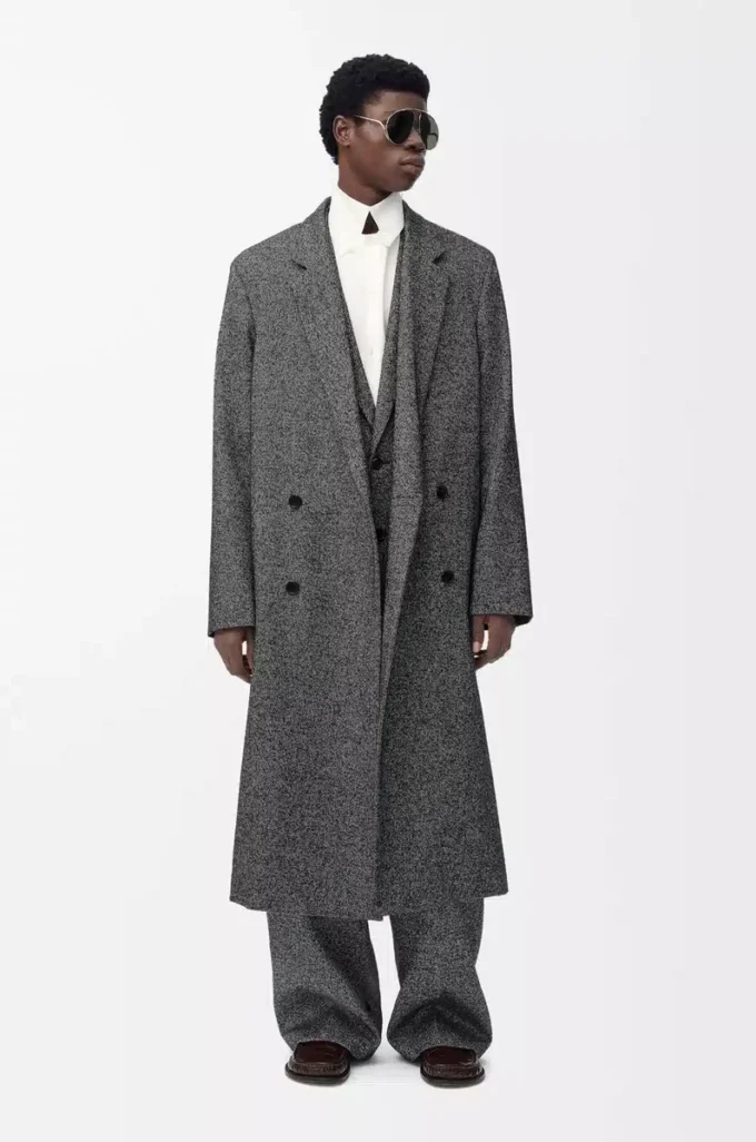 Cappotto doppiopetto in misto lana Nero/Bianco Cappotto doppiopetto in misto lana Nero/Bianco