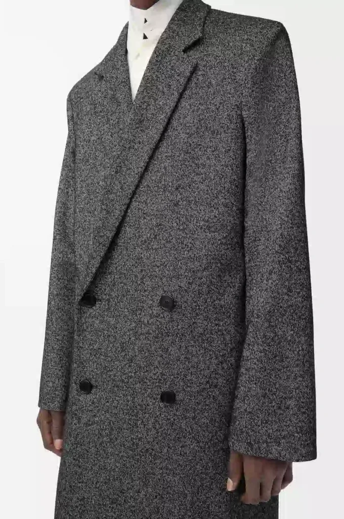 Cappotto doppiopetto in misto lana Nero/Bianco Cappotto doppiopetto in misto lana Nero/Bianco
