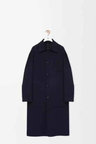 Cappotto in lana e cashmere blu navy/grigio