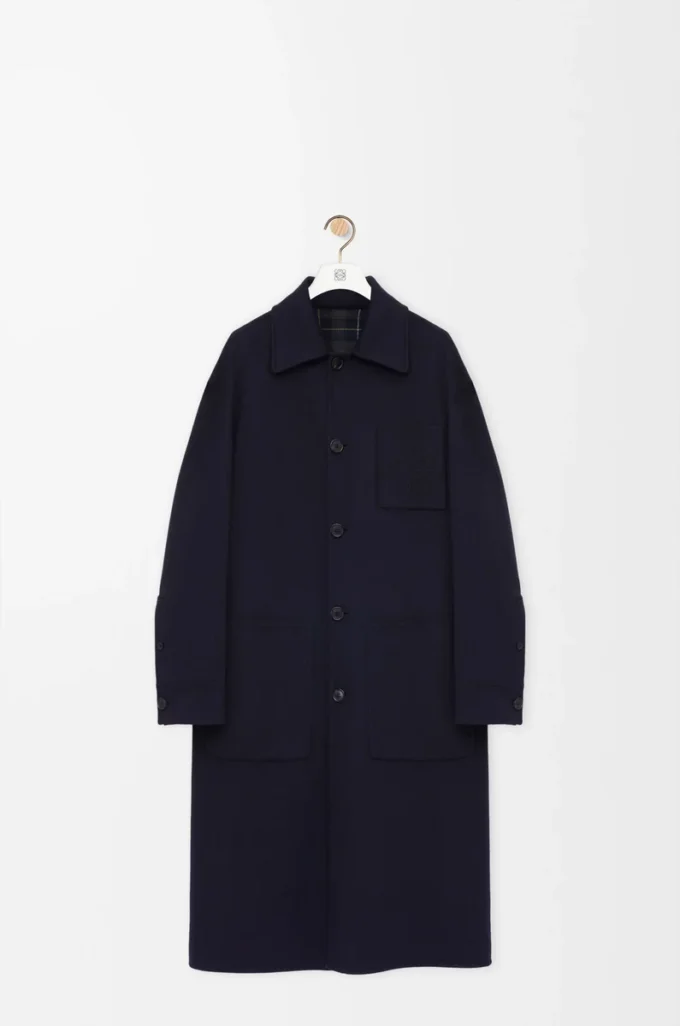 Cappotto in lana e cashmere blu navy/grigio