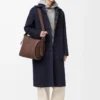 Cappotto in lana e cashmere blu navy/grigio