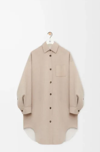 Cappotto in lana e cashmere Sandstone/White