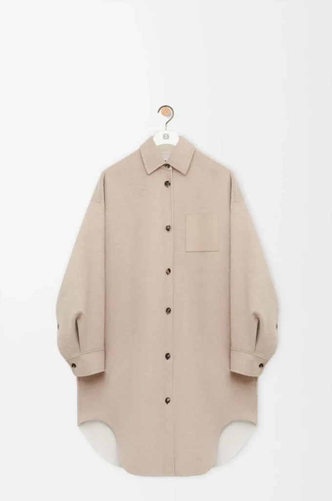 Cappotto in lana e cashmere Sandstone/White