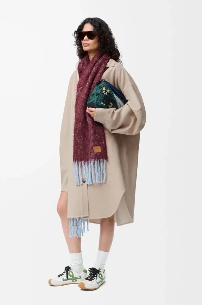 Cappotto in lana e cashmere Sandstone/White