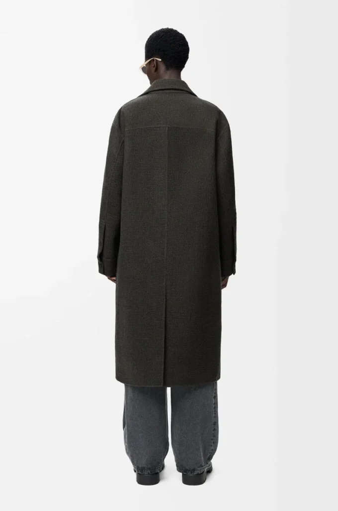 Cappotto in lana e seta Marrone kaki/Blu Cappotto in lana e seta Marrone kaki/Blu