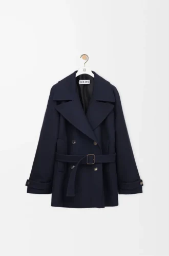 Cappotto in misto lana blu navy