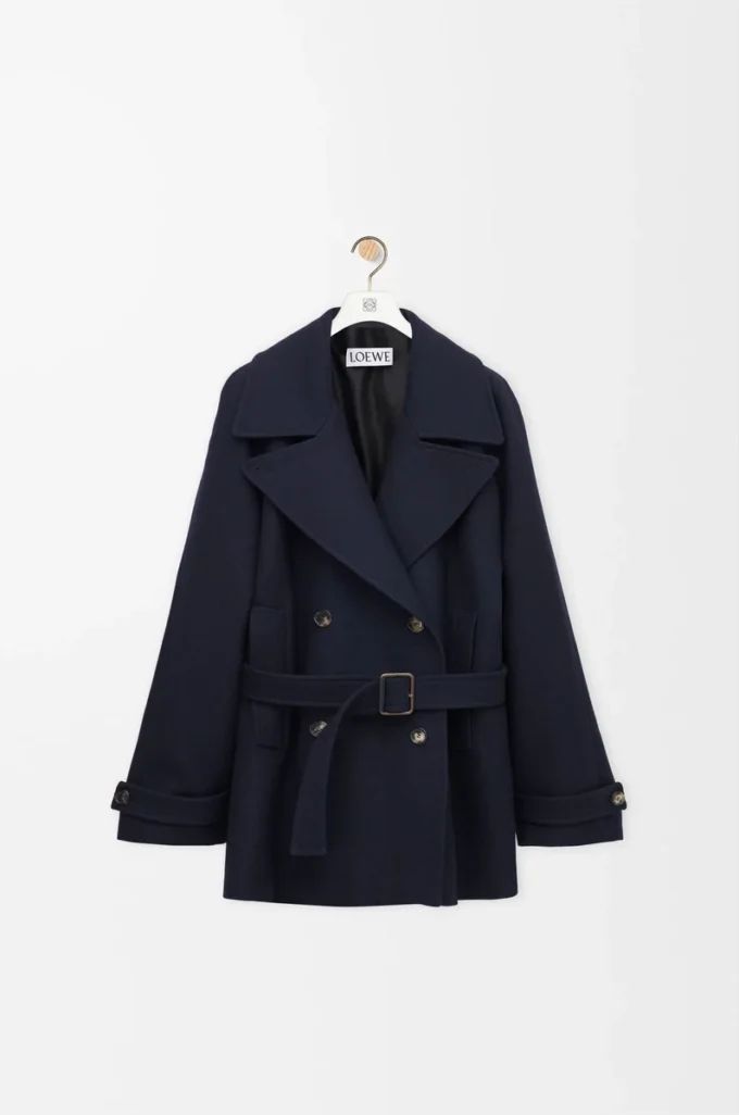 Cappotto in misto lana blu navy