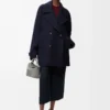 Cappotto in misto lana blu navy