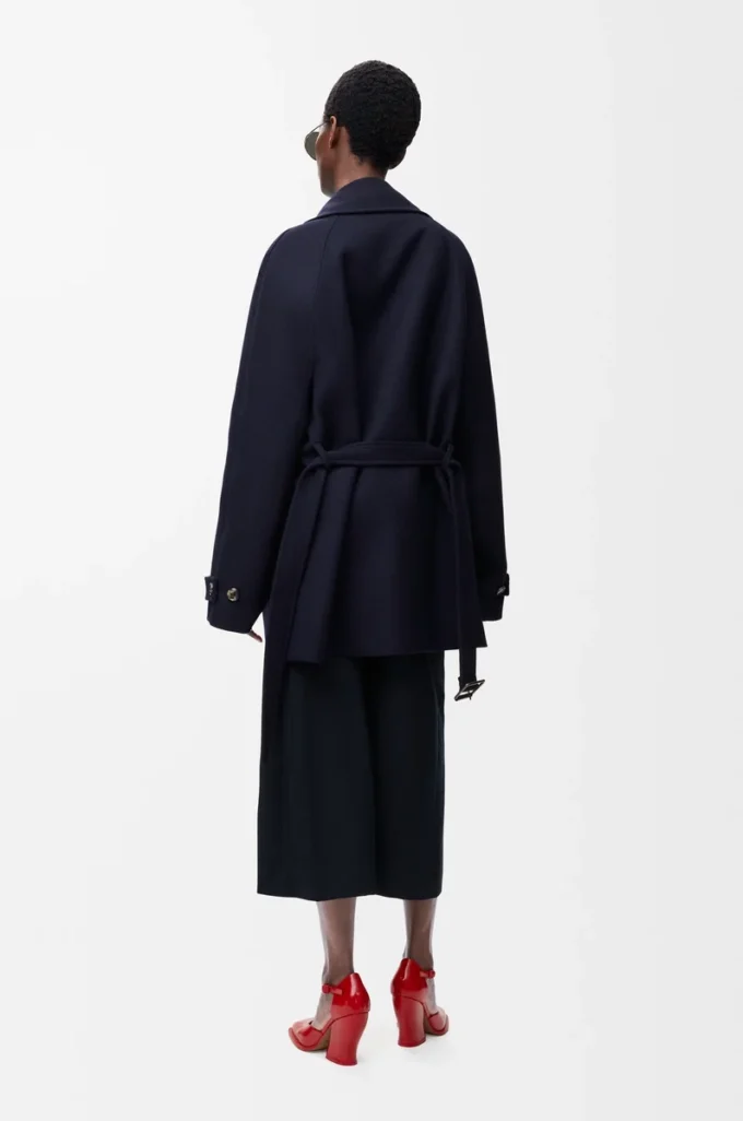 Cappotto in misto lana blu navy
