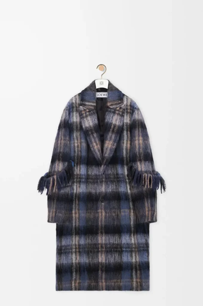 Cappotto in misto mohair e lana Blu/Multicolore