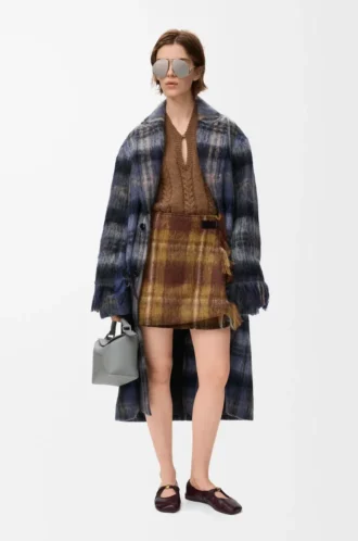 Cappotto in misto mohair e lana Blu/Multicolore