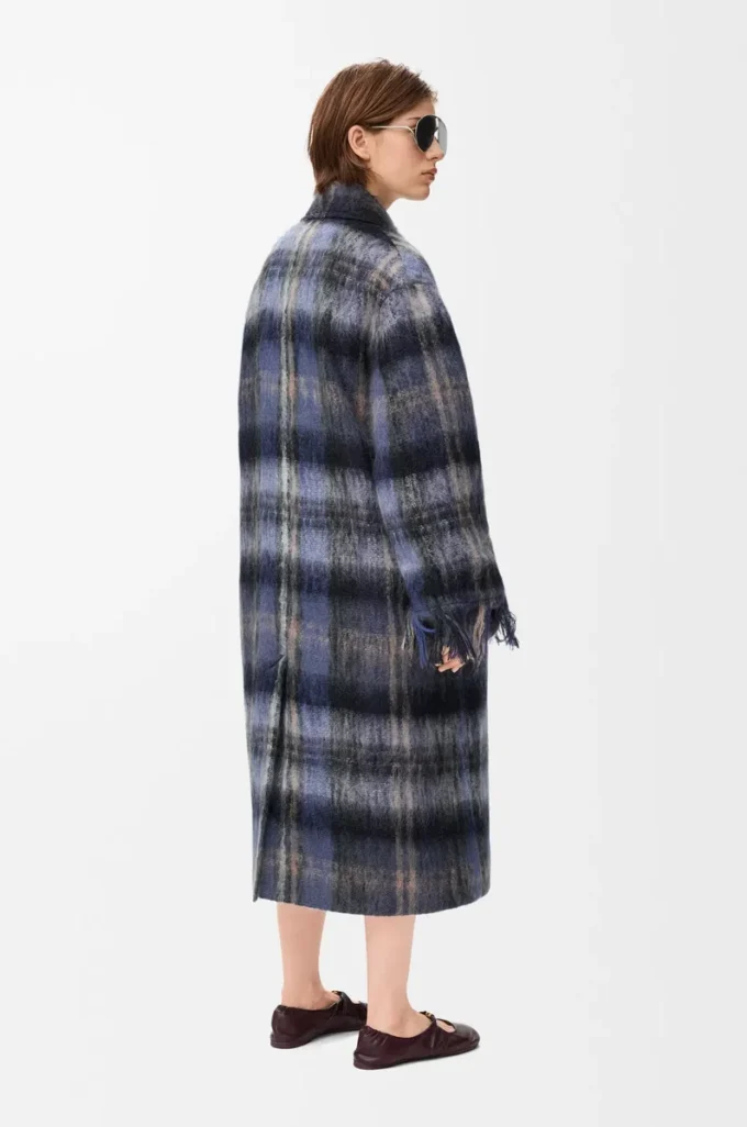Cappotto in misto mohair e lana Blu/Multicolore