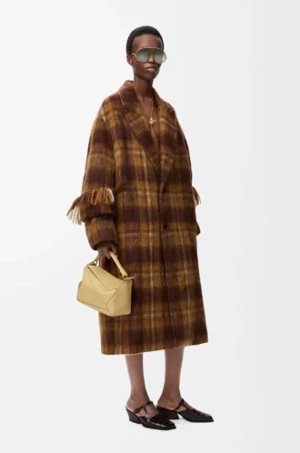 Cappotto in misto mohair e lana Giallo/Multicolore