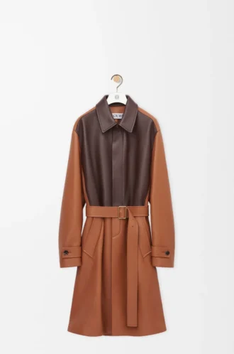 Cappotto in pelle di agnello nappa Tan