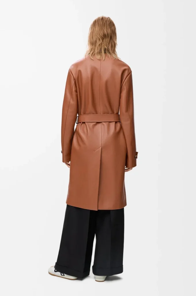 Cappotto in pelle di agnello nappa Tan Cappotto in pelle di agnello nappa Tan