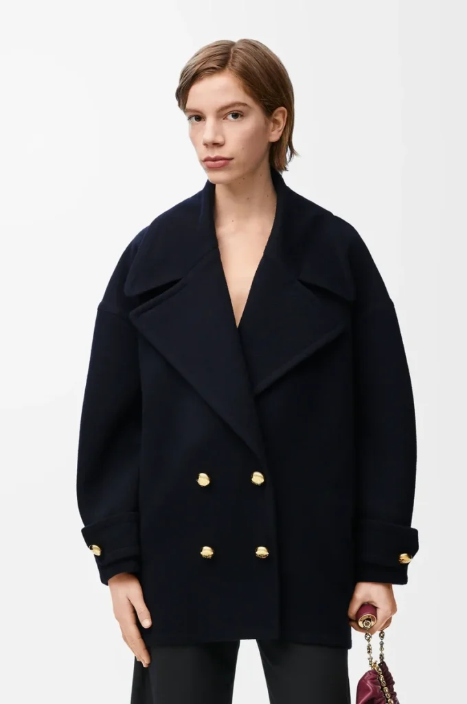 Cappotto peacoat in lana blu notte Cappotto peacoat in lana blu notte