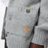 Cardigan con cintura in lana grigio/multicolore Cardigan con cintura in lana grigio/multicolore