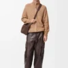 Cardigan con zip in cotone, lino e lana Beige Cardigan con zip in cotone, lino e lana Beige