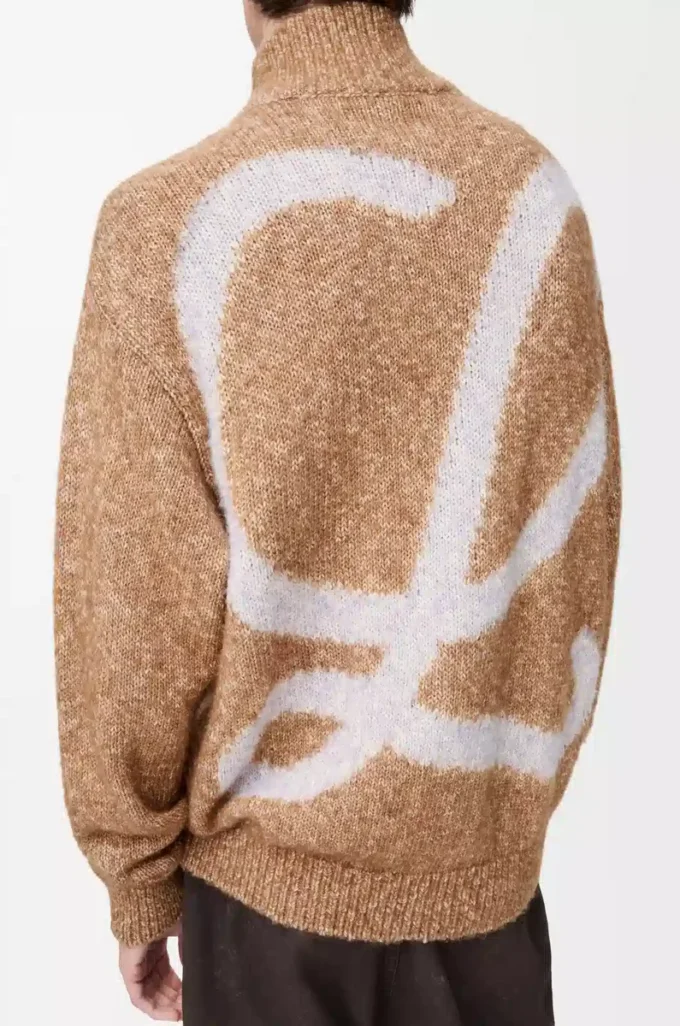 Cardigan con zip in cotone, lino e lana Beige Cardigan con zip in cotone, lino e lana Beige