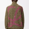 Cardigan con zip in cotone, lino e lana Verde kaki