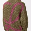 Cardigan con zip in cotone, lino e lana Verde kaki