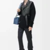 Cardigan ibrido in pelle di agnello nappa e lana Nero/Nero Cardigan ibrido in pelle di agnello nappa e lana Nero/Nero