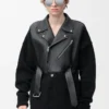 Cardigan ibrido in pelle di agnello nappa e lana Nero/Nero Cardigan ibrido in pelle di agnello nappa e lana Nero/Nero