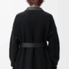 Cardigan ibrido in pelle di agnello nappa e lana Nero/Nero Cardigan ibrido in pelle di agnello nappa e lana Nero/Nero